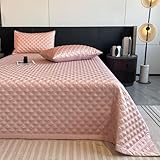 BAJIN Tagesdecke Bettüberwurf240x250cm Rosa Steppdecke Patchwork Wendedesign Kariert, Bedspreads...