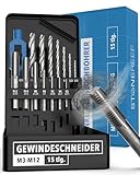 STONE REEF Gewindeschneider Set [inkl. Kernlochbohrer] Hochwertiges HSS-G Material für M3 bis M12...