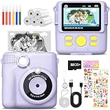 MILFECH Kinderkamera Sofortbildkamera, 1080P 2,4 Zoll Bildschirm DigitalKamera Kinder mit 5 Rollen...