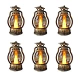 6 Stück Mini Laterne LED, Retro Laterne, Kleine Latern Halloween Deko, Tischdeko Weihnachten, Mini...