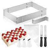 Backrahmen Rechteckig Verstellbar – Backform rechteckig aus Edelstahl, Kuchenform Eckig mit...