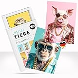 Einladungskarten Manufaktur Hamburg Postkarten Set LUSTIGE TIERE - 30 Witzige Tierpostkarten für...