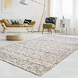 T.Carpet Gewalkter Handweb-Teppich Lambrecht aus hochwertiger Schurwolle edel und aufwendig...