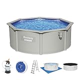 Bestway Hydrium Stahlwandpool Komplett-Set mit Sandfilteranlage Ø 360 x 120 cm , grau, rund