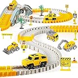 Kizplays 260pcs Autorennbahn Rennbahn 6 Cars Bagger Spielzeug ab Spielzeugautos Autobahn ab 3 4 5 6...