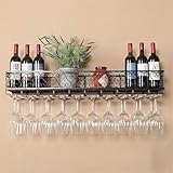 JKAVPPT Kitchen Wall Storage Organizer Rack Wall Mounted Wine Racks, Rustic Metal Wine Bottle Holder...