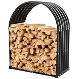 TBMLC Robuster schwarzer Kaminholz-Aufbewahrungsschuppen – Metallholzhalter mit 81,3 cm rundem...