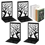 Vasmeiy 4 Stück Schwarz Buchstütze aus Metall, 9 * 12 * 17.5 cm mit Rutschfester Matte...