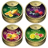 Cavendish & Harvey 4 x 200g/175g Fruchtbonbons, Tropical Fruit Mix + Wild Berry Drops + Citrus Fruit...