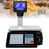 Nicvrea Etikettendruckwaage Lebensmittelwaage mit Etikettendrucker, Elektronische Waage für...