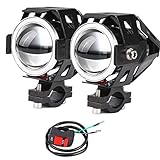 2x Motorrad Scheinwerfer mit Angel Eyes Lichter U7 DRL Nebelscheinwerfer für Autos Fahrrad Boot ATV...