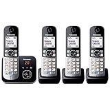 Panasonic KX-TG6824GB DECT Schnurlostelefon mit Anrufbeantworter (Telefon mit 4 Mobilteilen,...