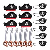 Generico Pirat Kostüm Set - Piratenkostüm Kinder Halloween - Hüte mit Schwertern und Augenklappen...