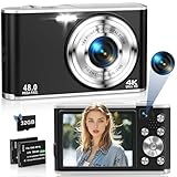 4K Digitalkamera 48MP Autofokus Kompaktkamera mit Dual Front- und Rückkameras Vlogging, YouTube...
