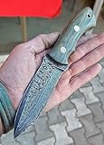 CraftTal Jagdmesser-Taschenmesser Rosenholz Griff - 150 Lagen Damast Stahlmesser