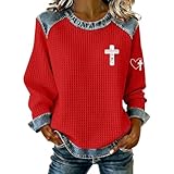 Damen Sweatshirts Rundhals Pulli, ohne Kapuze Langarmshirt, Bluse Tops,Frauen Print Sweatshirt...