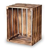 PINEEA Geflammt Holzkiste Vintage 50x40x30 - Weinkisten Holz Vintage - Obstkiste - Weinkiste Holzbox...