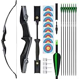 Recurve-Bogen-Set mit 8 Pfeilen, 30lb 40lb Bogenschießen-Takedown-Bogen und Pfeile für Rechts- und...