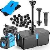 FEOXSHAL Teichfilter mit Springbrunnenpumpen-Kits, 50W Teichpumpe und Filter-Kit mit...
