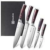 PAUDIN Küchenmesser Set, 5-teilig Küchenmesserset aus hochwertigem Carbon Edelstahl, Ultra...