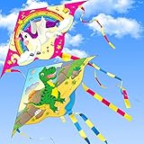 Yetech Drachen Flugdrachen Einleiner,2 Packs Kinder Drachen, 110 * 55cm, Bunte Einhörner und...