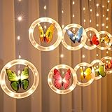 ACAREY Solar Schmetterlings Lichtervorhang, Frühlingsdeko Solar Lichterketten Vorhang, 8 Modi Solar...
