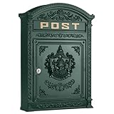 Briefkasten Englischer Postkasten zur Wandmontage grün Nostalgie Antik Stil aus Aluguss...