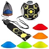 LBING Fußball Trainingsset Fußball Kicktrainer mit 10 Fussball Hütchen Fußball Trainingsgerät...