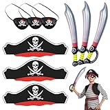 SAIIURV 9 Stück Piraten Kostüm Zubehör Kinder Erwachsene, Piratenhut, Augenklappe Pirat,...