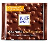 RITTER SPORT Voll-Nuss laktosefrei*, 100 g, glutenfreie Vollmilchschokolade mit ganzen Haselnüssen...