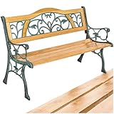 tectake® 2-Sitzer Gartenbank wetterfest, Gartenbank Holz im Landhausstil für Wintergarten Möbel,...