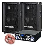 McGrey PA Komplettset DJ Anlage PowerDJ-1000 (System mit Partyboxen, Lautsprecher, 2X 300 Watt,...
