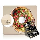 DELICRET - Pizzastein für Backofen | 33x38x1,75cm - für Pizzen bis Ø33cm - inkl. Backanleitung...