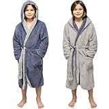 CalmyLIFE Bademantel Kinder Mädchen Jungen - mit Wendefunktion und Kapuze Teenager kuschelige...