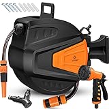 KESSER® Schlauchtrommel Wasser 30+2m Schlauchaufroller Inkl. 2-Wege-Verteiler + Multi-Handbrause...