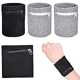 Sport Handgelenktasche, 4 Stück Handgelenktasche mit Reißverschluss, Schweissband Handgelenk,...