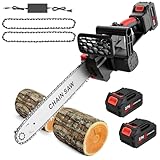 Kettensäge mit Akku, 12 Zoll, kabellose Kettensäge mit 2 x 1300 mAh Akkus, automatische...