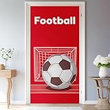 3D Türaufkleber Rot Weiß Cartoon Sport Fußball Tür Türtapete Wandbild Selbstklebend PVC...