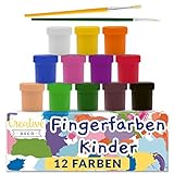 Creative Deco Fingerfarben Kinder Ungiftig Bastel-Farbe Plakat-farbe Set | 20 ml x 12 Mehrfarbige...