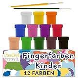 Creative Deco Fingerfarben Kinder Ungiftig Bastel-Farbe Plakat-farbe Set | 20 ml x 12 Mehrfarbige...