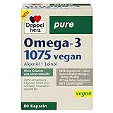 Doppelherz pure Omega-3 1075 vegan - Algenöl + Leinöl - Alpha-Linolensäure trägt zum Erhalt...