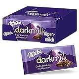Milka Dark Milk Alpenmilch 16 x 85g, Alpenmilch Schokolade mit extra Kakao, Noch schokoladiger