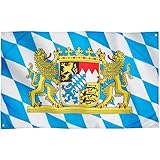 Runesol Bayern Flagge für Balkon, 91x152cm, Oktoberfest Flagge, Bayerische Landesflagge mit 4...