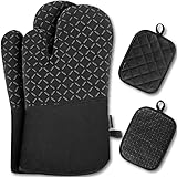 MILcea Ofenhandschuhe Topflappen Topfhandschuhe 4er Set - Ofenhandschuhe Hitzebestaendig bis 300°C,...