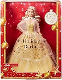 BARBIE 2023 Holiday Puppe - 35. Jubiläumsedition mit goldenem Kleid, glitzernden Sternendetails und...