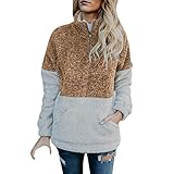 StarTreene Pullover Sweatshirts Plüsch Outwear für Frauen Stehkragen Reißverschluss Herbst Warm...