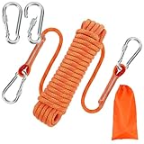 RAKUTE 10mm*10M Kletterseil, Outdoor Sicherheitsseil, Nylon Seil Statisches Kletterseil mit 2...