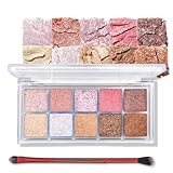 Erinde 10 Farben Glitzer Lidschatten Palette, Shimmer Glitter Eyeshadow Palette, Lang anhaltender...