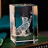 ERWEI 3D Kristall Geschenke Katze Figur Laser Graviert Katze und Schmetterling Modell Glas Andenken...