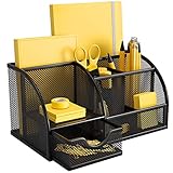 Pipishell Schreibtisch Organizer, Mesh Metall Büro-Organizer mit Schublade und Stifthalter, 6...